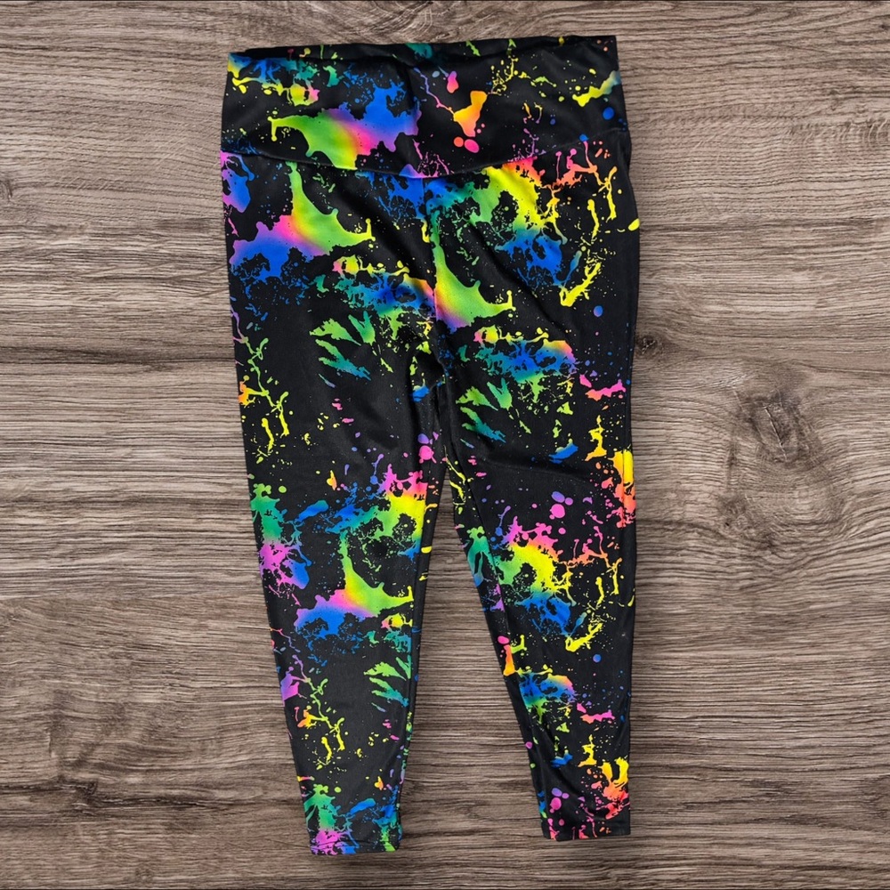 SHEIN Colorful Neon Splatter Print Women’s Leggings Sz Medium